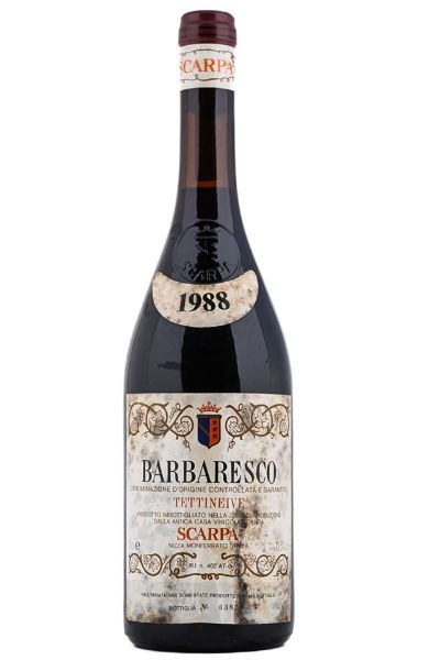 Picture of 1988 Scarpa Barbaresco Tettimorra, slightly stained label