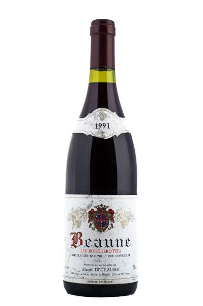 Picture of 1991 Domain Dechaume Beaune 1er Cru les Boucherottes, damaged labels 